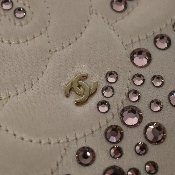 CHANEL Chain Stone Camelia Shoulder Bag Satin Pink CC Auth - Picture 12 of 16
